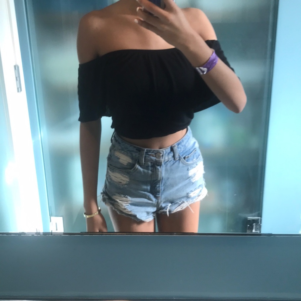 Off the shoulder black top